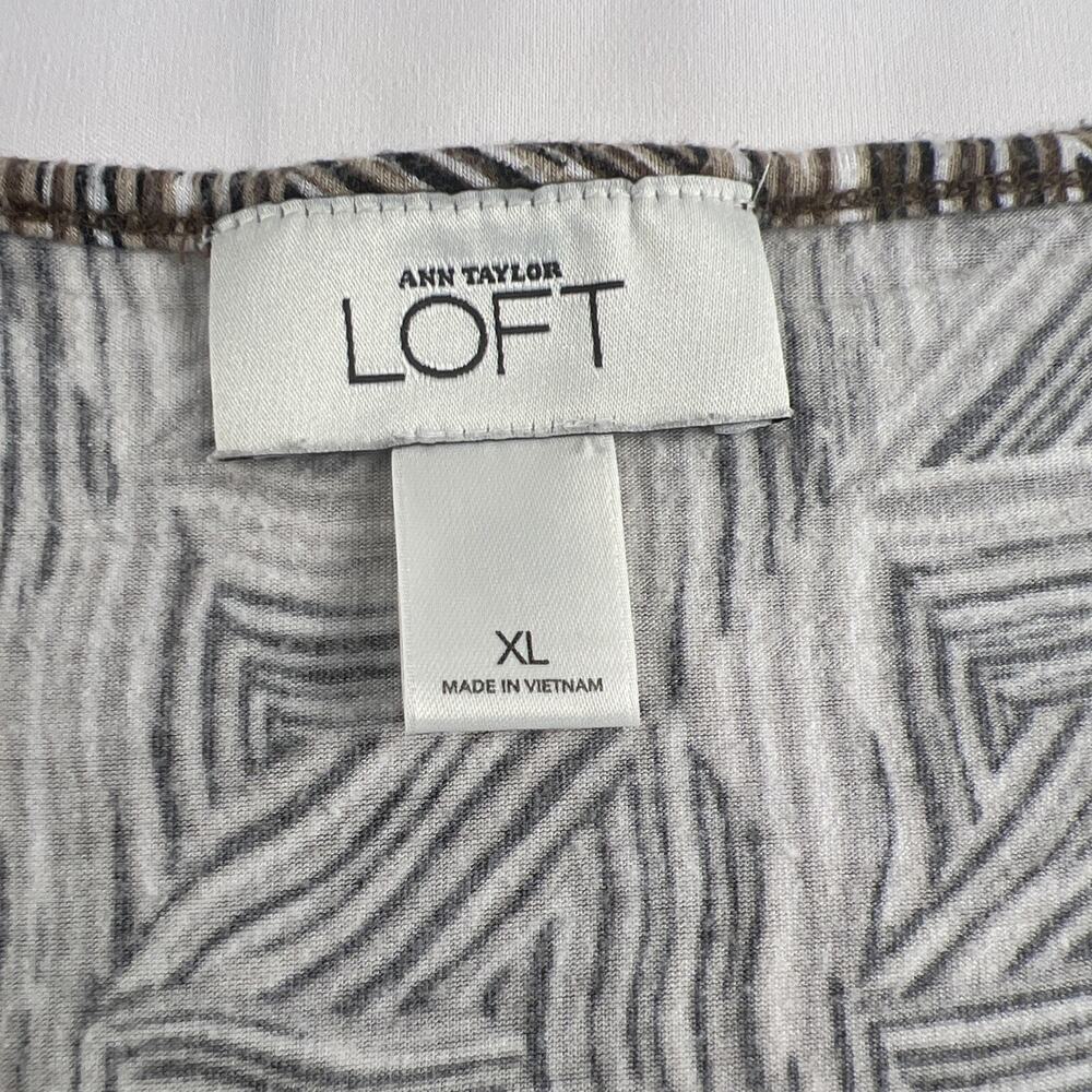Loft Ann Taylor Black White Tan Sleeveless Pullover Stretch Top XL - Picture 2 of 9